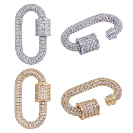 beinkmake 2PCS Necklace Clasp Rhinestone Oval Screw Carabiner Lock Charms Clasps Shortener Bracelet Keychain Necklace Sweater Pendant for Decoration Jewelry Crafts Making