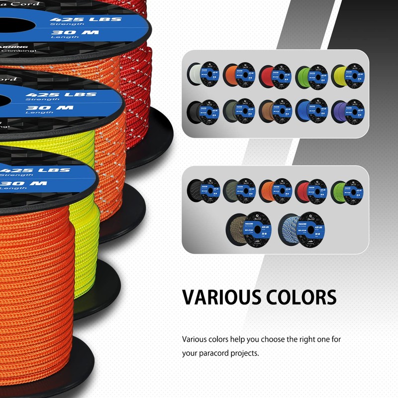 Abma Cord Paracord 3mm 3 Strands Parachute Cord 100% Nylon