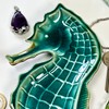 Teal Seahorse Plate Ceramic Blue Seaside Nautical Jewellery Trinket Dish