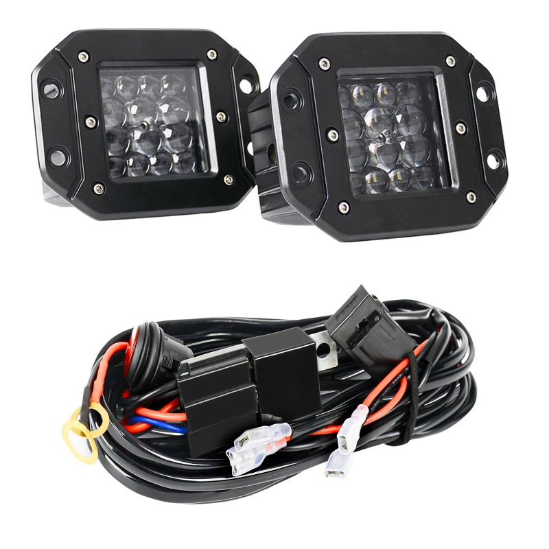 yeego_offroad Pair LED Work Lights Flush Mount Flood Cube Pods