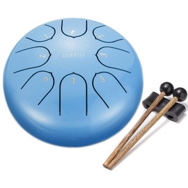 Steel Tongue Drum, LEKATO 6 Inch 8 Notes Tongue Drum Percussion Instruments - C Key Rain Drum with Music Book, Drum Mallets(Sky Blue)