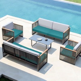 Easy-Going Patio Furniture Non-Slip Cushion Covers Outdoor Seat Cushion Waterproof Covers with Zipper 22x20x4 in 2 Pieces, Teal