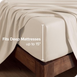 Bare Home 100% Organic Cotton Jersey Sheet Set, Ultra Soft, 100% Cotton - Sheet Set & Pillowcases - Deep Pocket Bed Sheets (Queen, Sand)