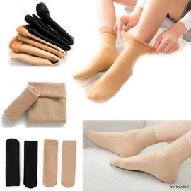 Women's Christmas Fleece Thermal Socks / Warm Winter Socks for Festive Events Gift Fleece Thermal Socks Nude 10ea