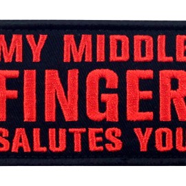 EmbTao My Middle Finger Salutes You Patch Embroidered Tactical Badge Applique Fastener Hook and Loop Emblem