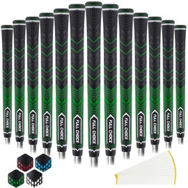 Full Choice Rubber Golf Grips 13 Pack, High Traction and Feedback, Non-Slip, Advanced Texture Control, 13 Grips Set, Green, Mid Size, RG01 Golf Club Grips