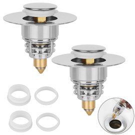 WUFANC Set of 2 Sink Plugs, Stainless Steel Drain Plug with Brass Core, Plug for 32 mm - 40 mm Leak Holes, for Countertop Sinks, Bath Plugs