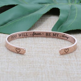 JoycuFF Gifts for Wife Inspirational Bracelets for Girlfriend Lover Love Jewelry Christmas Valentine's Day gift Saying You Will Forever Be My Always