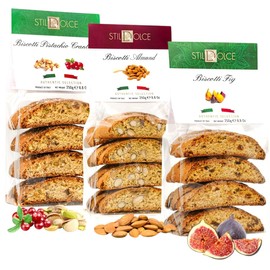 Italian Semi-Soft Biscotti Cookies Variety pack | Almond, Fig, Pistachio Cranberry | | Made in Tuscany, Italy | Stildolce Traditional Authentic Biscuits (Pack of 3)
