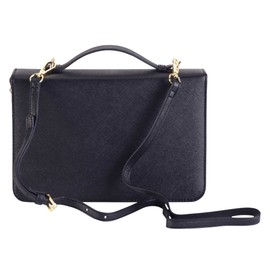 White Dove Designs Bible Cover-Rejoice Always W/Detachable Shoulder Strap-Black-LRG