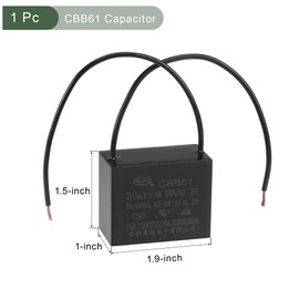 YOKIVE Ceiling Fan Capacitor CBB61, Metallized Polypropylene Film Capacitor Great for Fans Pumps Motors Running (20uF 250V AC 2 Wires 50/60Hz)