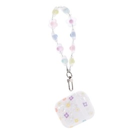 LABRIMP Wireless Earbud Case with Bracelet Lanyard TPU Earphone Protective Cover for Drop Impact Resistant Delicate Flower Pattern Lightweight Compact Design