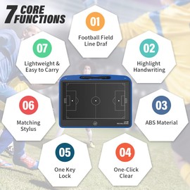 mom&myaboys 13.5 inch Electronic Football Tactical Board Basketball Coaching Board LCD Soccer Strategy Board with Stylus Pen Basketball Marker Board Training Writing Tablet Perfect Coach GiftsFootball