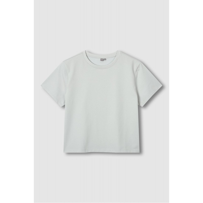 JAJU AIR Cotton Short-Sleeve T-shirt_Mint Grey