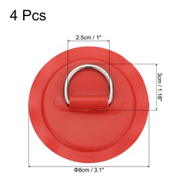 PATIKIL 3.1" Paddle Board D Rings, 4 Pcs Stainless Steel D-Ring PVC Patch Pad No Glue Include for Raft Kayak Inflatable Boat Surfboard, Red