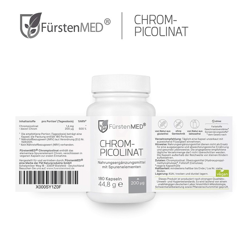 FürstenMED® Chrome Capsules Made of Chromium Picolinate (Chrome Picolinate) -