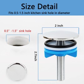 Wilybeol Kitchen Sink Hole Cover Brass, 2" Faucet Cover for 0.5"-1.5" Sink Holes, Tap Hole Plug for Leakage Prevention, Rust-Resistant Kitchen Sink Plug, Basin Stopper Cover, Matte Gold