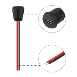 5PCS 2Pin USB Connector Type-C Waterproof with Female Socket Fast Charging Jack Charging Port USB-C Charger Plug Socket