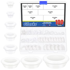 Glarks 100pcs 8 Sizes Round Hollow Rubber Grommet Set, White Drill Hole Double Sided Hollow Firewall Hole Plug, Round Electrical Wiring Seal for Wire, Tables, Pump, Plumbers