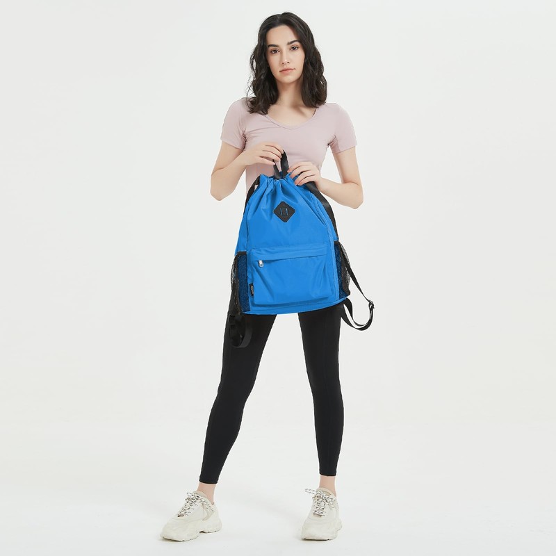 WANDF Drawstring Backpack Sports Bag with Shoe Compartment Water Resistant