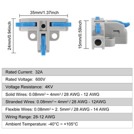 10Pcs T-Shape Lever Nut Connector, Compact Wire Conductor Connector,Quick Splitter 3 Pin 1 Way Wire Connector Suitable for AWG 28-12 Solid Stranded Wire