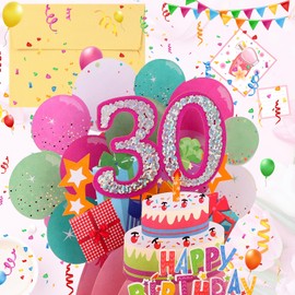 Xialvyu 30th Birthday Card, 30th Birthday Pop-Up Greeting Card for Women 3D Pop Up Greeting Card with Note and Envelope 30th Birthday Gifts for Daughter Wife Husband(30)