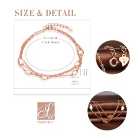 Infinite U Classic Hearts Ladies String Bracelets 925 Sterling Silver Bracelet Adjustable Charm Bracelet Bangle, Silver