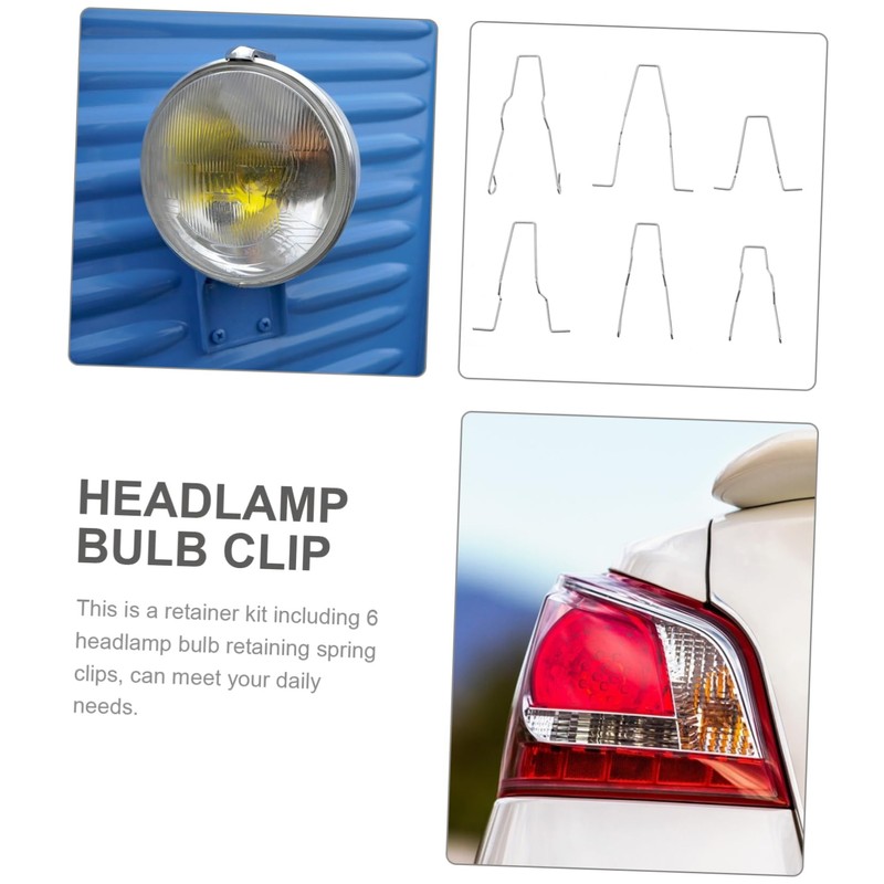 Alipis 6Pcs Headlight Bulb Retainer Clips Durable Headlamp Spring Clip