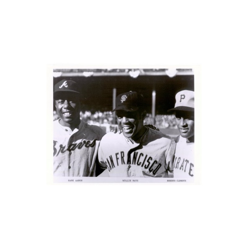 Hank Aaron, Willie Mays and Roberto Clemente 8x10 Photo