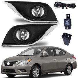 BestParts Pair Of Fog Lights Lamps Compatible with Nissan Versa 2015-2019 With Cover + Switch + Wiring Kit ‎Replaces 261558990A 261508990A NI1038134 NI1039134 622576W80A 622566W80A