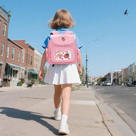 LJCTULY Kawaii Strawberry Backpack for Girls Teens Women - Japanese Cutecore Polka Dot Bag - Cute Pink Backpack for Hiking, Shopping