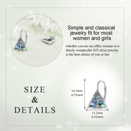 Tree of Life Earrings for Women 925 Sterling Silver Tree of Life Leverback Abalone Shell Irish Jewelry Gift