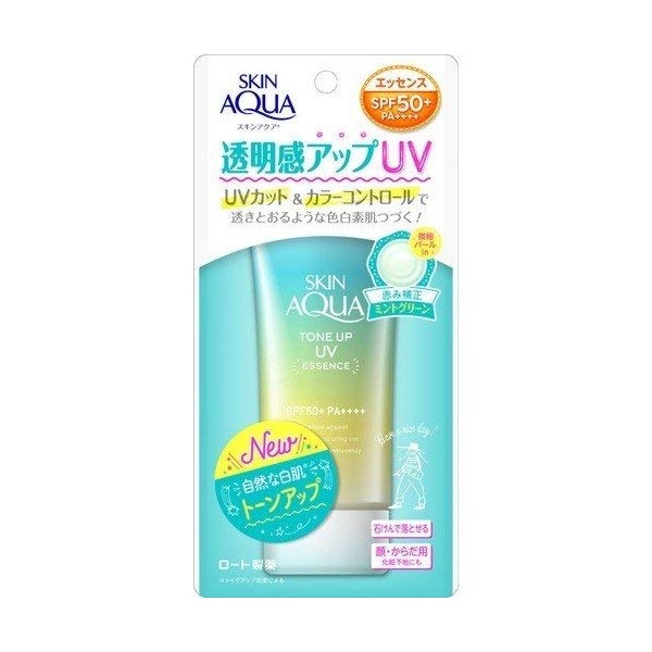 Skin Aqua Enhances Transparency, Tone Up, UV Essence, Sunscreen, Heartfelt Savon Scent, Mint Green Color, 2.8 oz (80 g), Set of 4