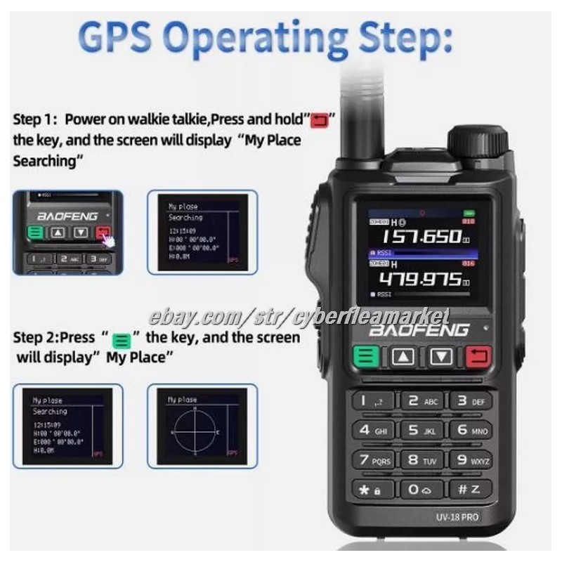 BaoFeng UV18 Pro Max GPS Air Band Walkie Talkie NOAA
