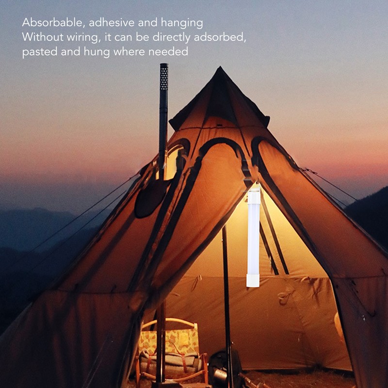 LED Camping Tube Light Waterproof Solar Powered USB Rechargeable Camping