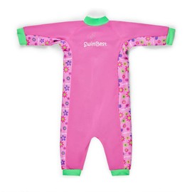 Swimbest Warmsuit - Fleece Lined Warm Baby Swimming Costume with 50+ UV Protection - Power of Flowers, 0-3 Months