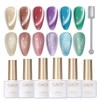 GAOY Glitter Galaxy Cat Eye Gel Nail Polish Set with
