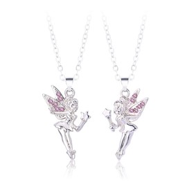 Sisters BFF Necklace for 2 Girls Fairy Pendant Necklace for 2 Bestie Best Friend Birthday Gifts for Sister from Sisters Friendship Gifts for Teen Girls Matching Big Sis Little Sis Necklaces