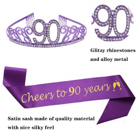 90th Birthday Tiara and Sash Cheers to 90 years Birthday Party Supplies Favors Favors Decorations
