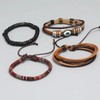 4 Pulseras ajustables bohemio de cuero y acero inoxidable playero