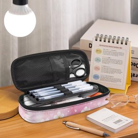 Renewold Cute Axolotl Cherry Blossoms Large Capacity Pencil Case Portable Pencil Pouch Pen Bag Box Holder for Organize Markers Pens Ruler Scissors School Stationeries & Office Supplies