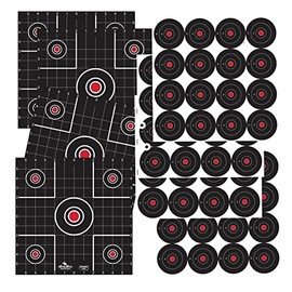 Birchwood Casey Non-Adhesive Dirty Bird White Splattering 12" Practice Shooting Sight-in & Bull's-Eye Target Combo for Indoor and Outdoor Use