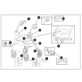 #2 - Left Hand Brake System for Probasics 8" Alum. Rollator (Includes Brake Spring & Wheel Contact)
