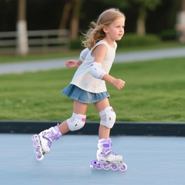 YYW Adjustable Roller Skates for Girls Boys, Adjustable Inline Skates Girls and Boys with Light up Wheels, Teenager and Adults Skates for Beginner Outdoor and Indoor (Medium for Big Kids)