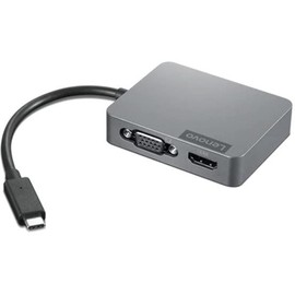 Lenovo USB-C 4 en 1 Travel Hub Gen2, Adaptador multipuerto para HDMI, VGA, USB 3.1, RJ45, Compatible con portátiles USB Tipo C, GX91A34575