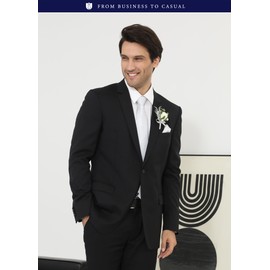 HISDERN TA-004S Wedding Necktie, Silver, Men's Necktie Square Set, Business, 3-Piece Set, Tie Clip, Luxury Gift Box Included, Gentlemen, For Formal Dresses, School Entrance Ceremonies, Graduation