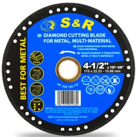 S&R Profesional Multi-Cut Cutting Disc 115 mm x 22.23 mm / 15.88 mm (including Reducing Ring), Diamond Cutting Disc for Metal, Steel, Stone, Plastic, Wood, for Angle Grinders