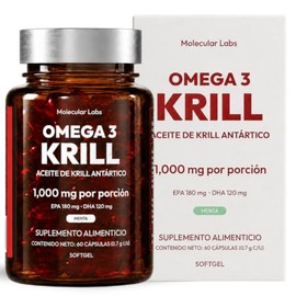 Omega Krill Antártico Molecular Labs Suplemento Aceite Kril Epa Dha Astaxantina Fosfolípidos Alta Absorción Cápsulas 000 Por Porción Esencia Menta