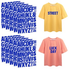 FR 10Pcs Iron On Transfer Letters A-Z for T-Shirts,Hoodies,Pajamas,Bags,Hats and Other Handicrafts (Blue)