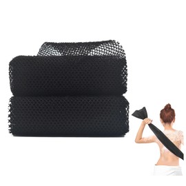 African Net Sponge, African Exfoliating Net Long Bath Net Bathing Body Exfoliating Shower Body Back Scrubber Skin Smoother for Daily Use, 80×30cm (Black+Black)